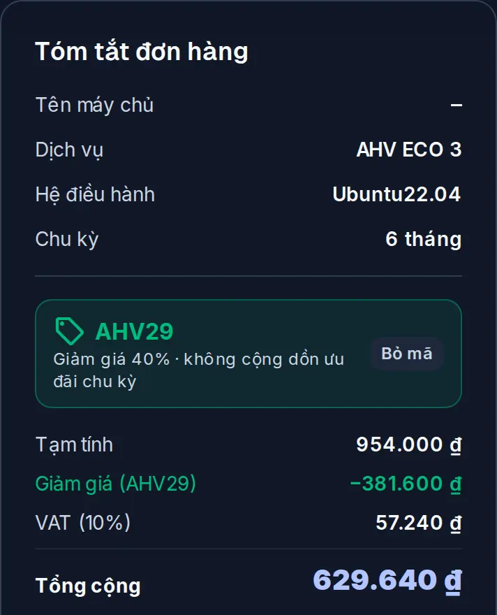 Mã khuyến mãi đã áp dụng thành công, tổng tiền giảm xuống